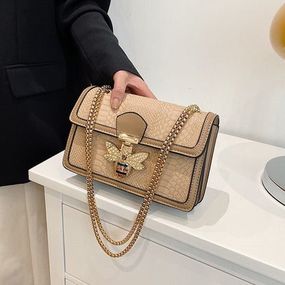 Women's Fashion Luxury Bag Crocodile Pattern One Shoulder Messenger Bag Chain