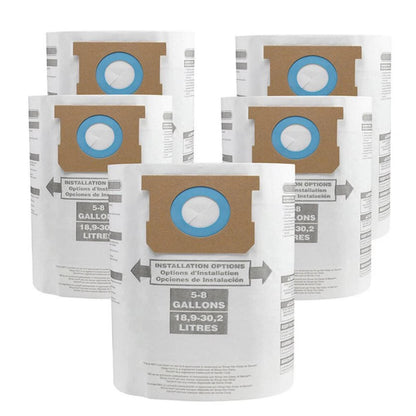5 Pack Vacuum Cleaner Dust Bags For Shop Vac 5-8 Gallon Vacuum 9066100