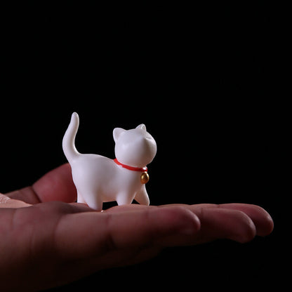 Lovely Porcelain Cat Tea Pet Microlandschaft Decoration Lovely Animal Tea Play