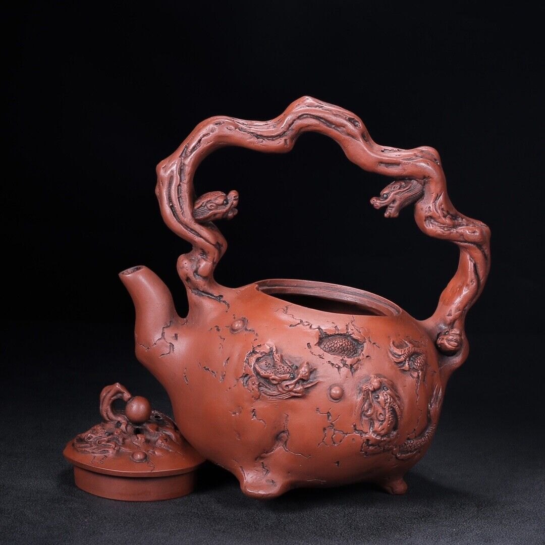 Chinese Yixing Zisha Clay Handmade Exquisite Teapot（九龙提梁 【底款】汪寅仙）