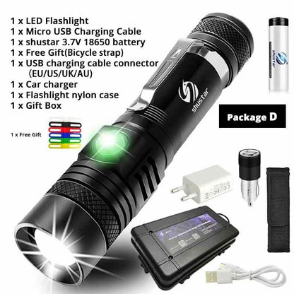 LED Flashlight Ultra Bright XP-L V6 Lamp Beads Waterproof Torch Zoomable 4 Modes