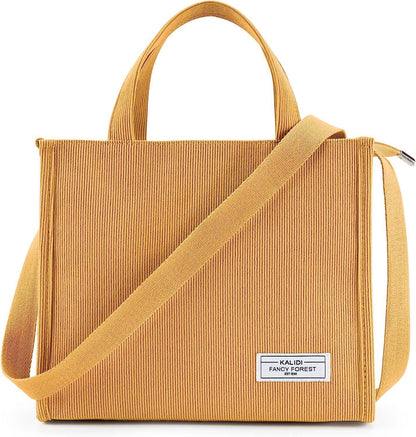 KALIDI Tote Bag for Women Corduroy Crossbody Bag Casual Zipper Tote Fashion Shou