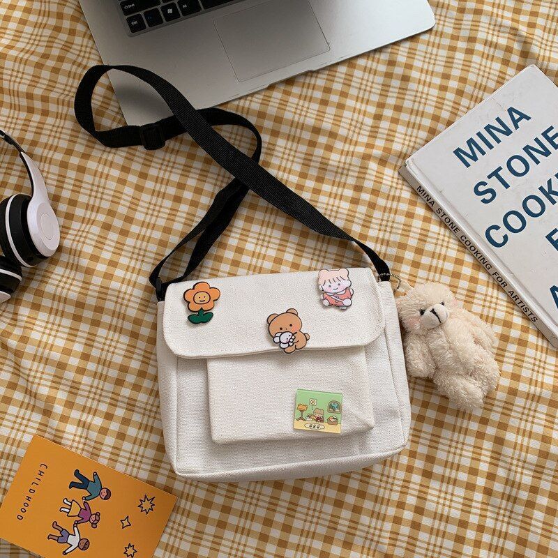 Cute Canvas Small Bag Female Diagonal Bag Wild Student Girl Shoulder Bag Women