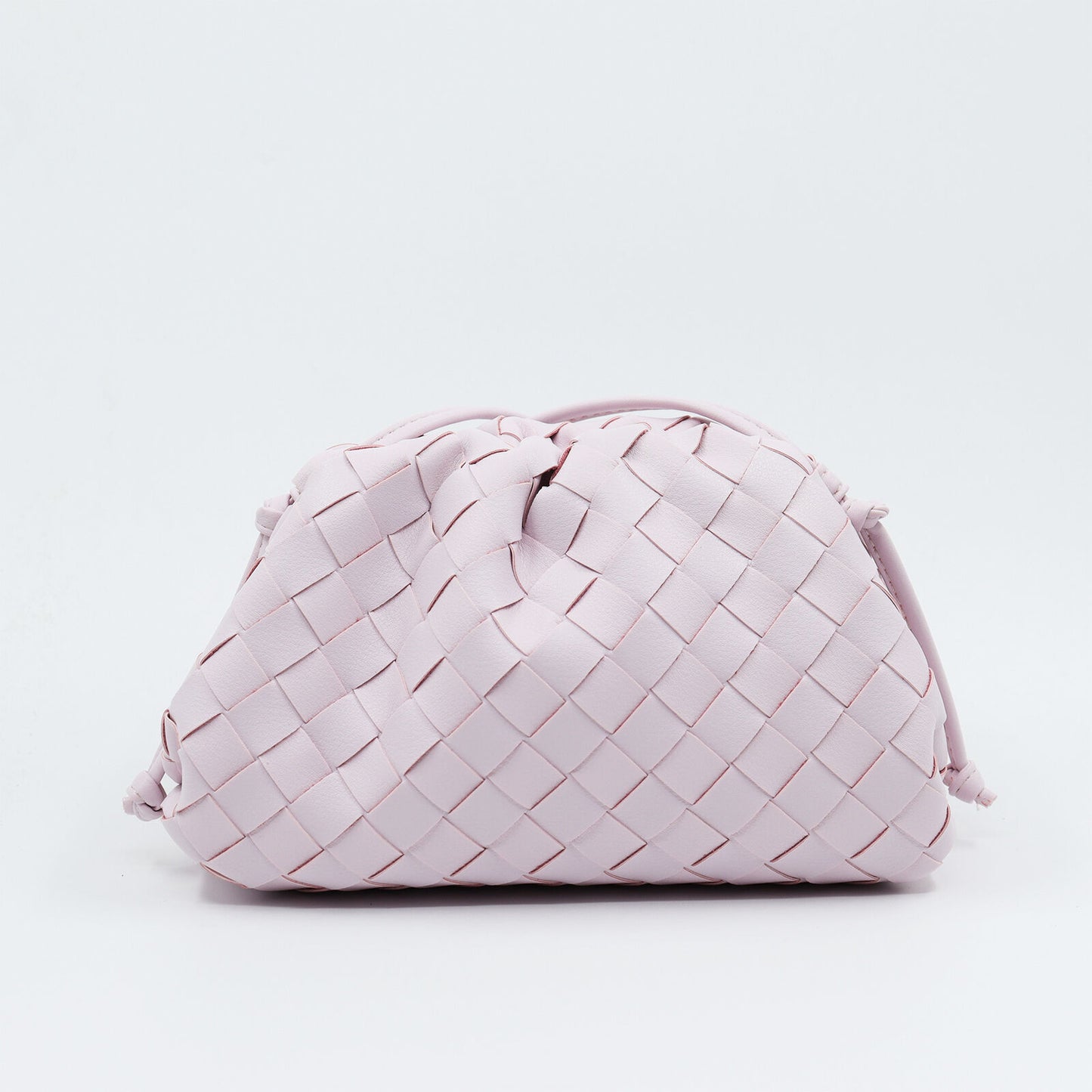 Woven Ruched Microfiber Leather Mini Pouch Clutch Bag Crossbody Shoulder Purse