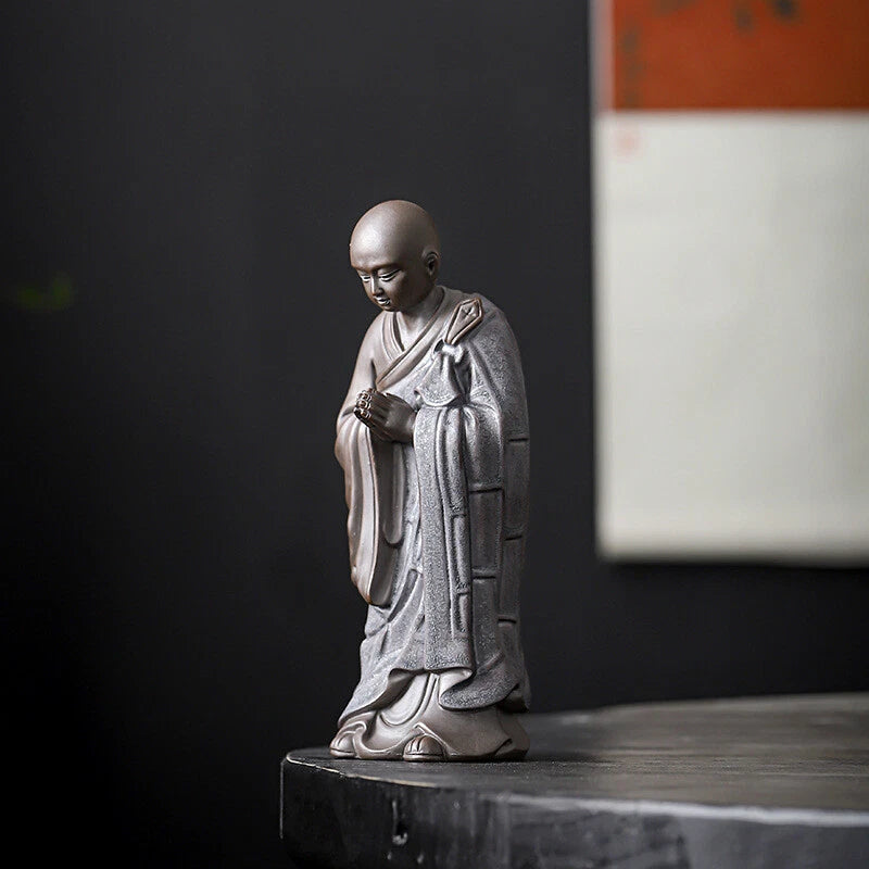 Monk Statue Zen Style Tea Pet Table Decoration Hand Carved Tea Play Figurine New