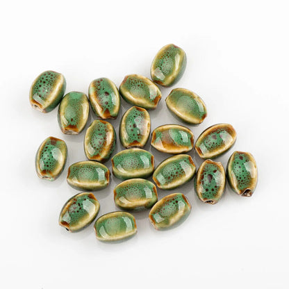 Craft Beads 20Pcs Ceramic Colorful Glaze Unique Shape Jewelry Making Kit 13x10mm