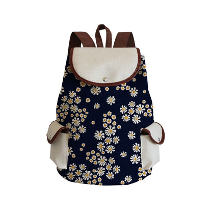 Vintage Drawstring Backpacks Large Practical Portable Linen Shoulders Bags 1 PC