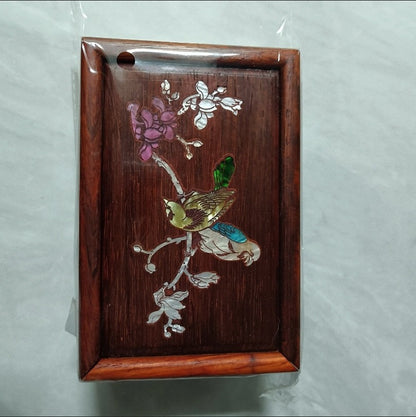 Rosewood Inlaid Shell Jewelry Box Random Pattern Drawer Type Storage