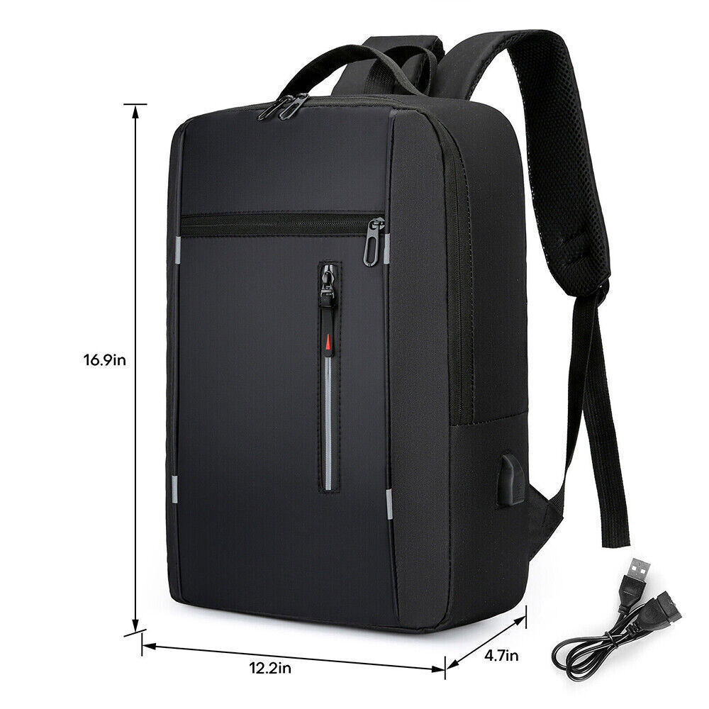Men Women 17'' Backpack Bookbag School Travel Laptop Rucksack Zip Bag USB Port