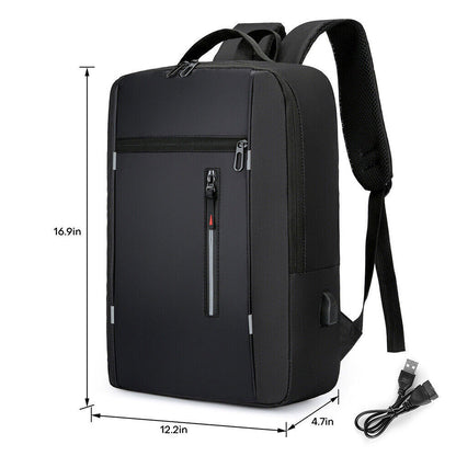 Men Women 17'' Backpack Bookbag School Travel Laptop Rucksack Zip Bag USB Port