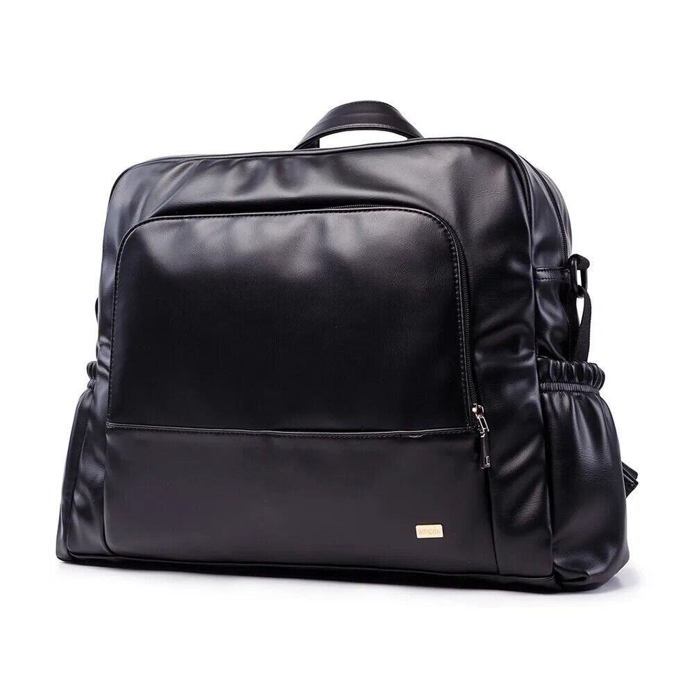 Black Diaper Bag Smooth Nursing Changing Backpack for Newborn Baby 2 Straps