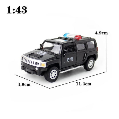 1:43 Diecast Hummer H3 Police SUV Metal Car Model Toy Pull Back Door Open Gift