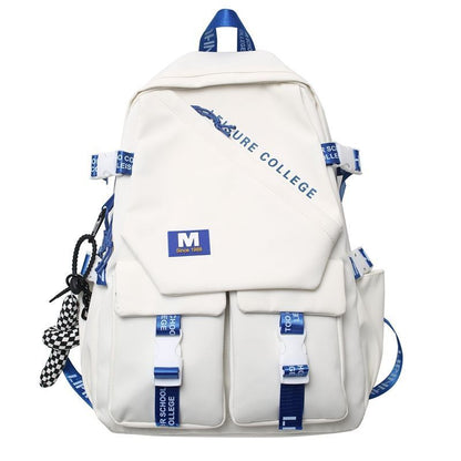Fashion Double Buckle Waterproof Nylon Backpack Student School Shoulder Bags 1PC