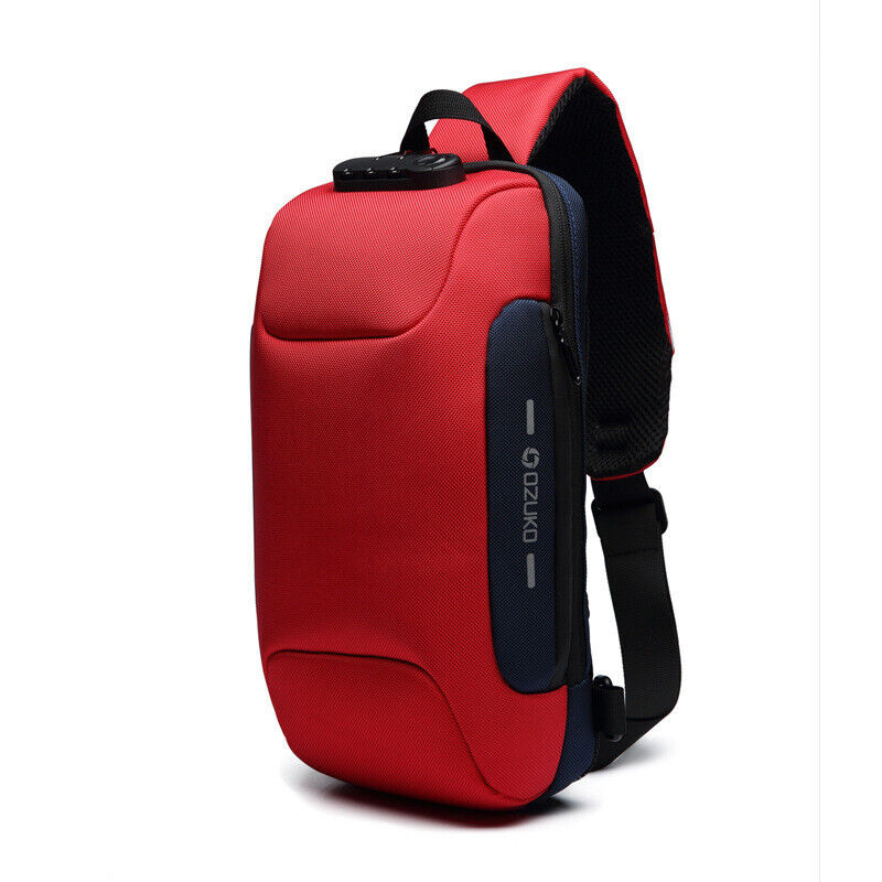 Comb. Lock Charging Port Water Resistant Chest Pack Sling Bag One Strap Backpack