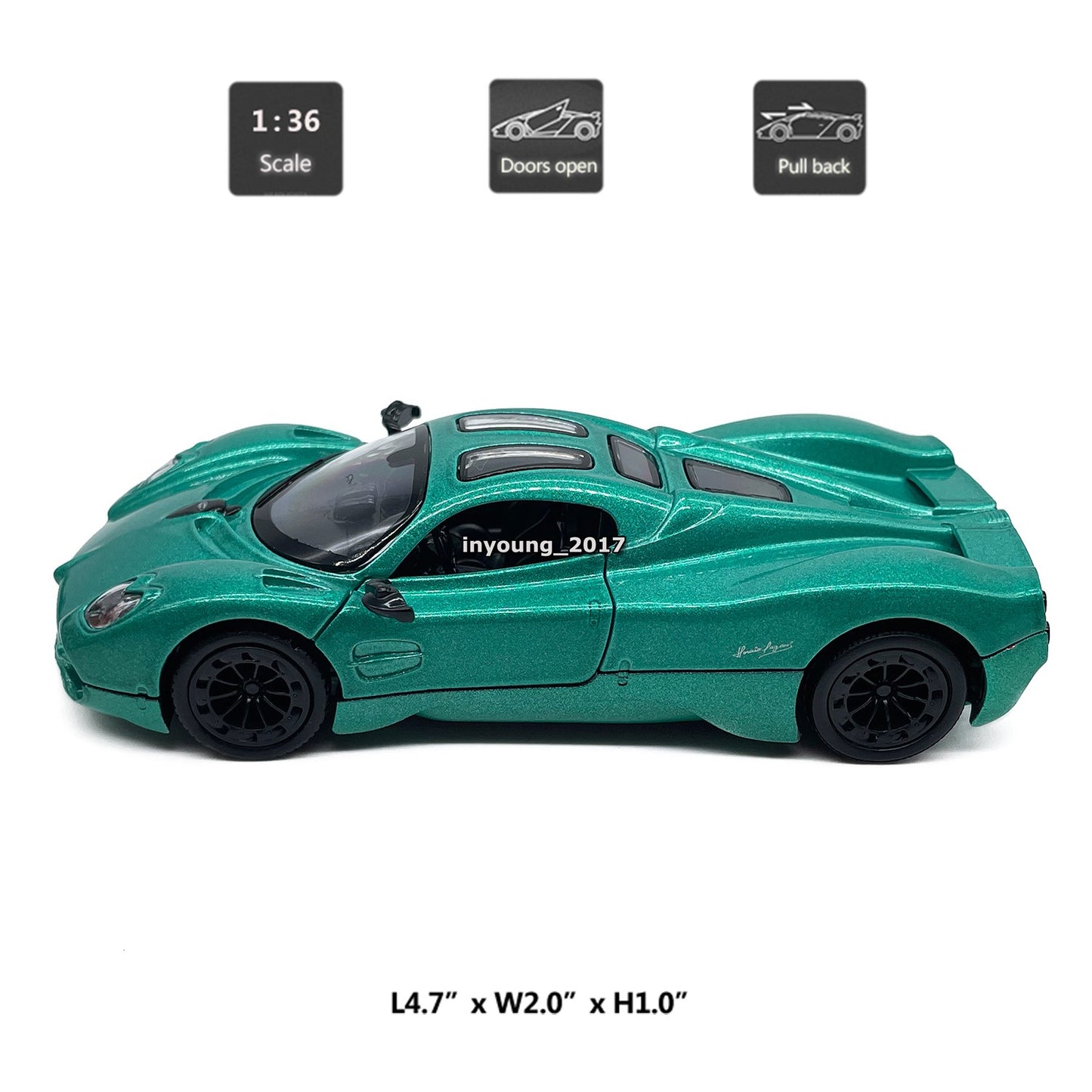1/36 Pagani Utopia Model Car Diecast Toy Vehicle Toys for Boys Kids Gifts Green