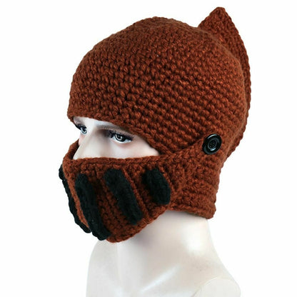 Hiking Cap Novelty Hat Winter Beanie Warm Mask Knight Helmet Knitted 54-60CM 1PC