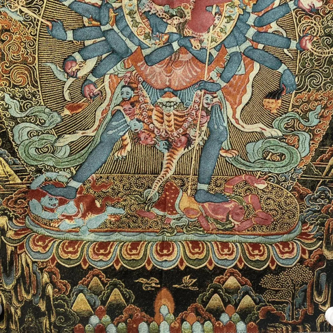 35" Tibetan Buddhism Embroidery Chakrasamvara Buddha Thangka Worship Hall