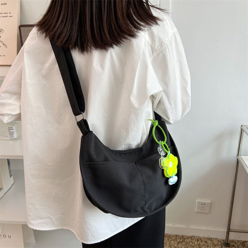 Canvas Bag Messenger Solid Color Handbags Shoulder Underarm Bag Crossbody Purse