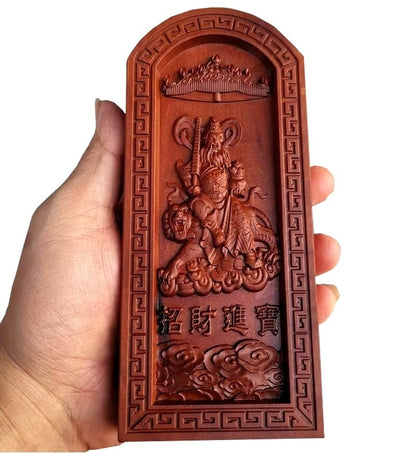 Old Jujube Wood Carved Token Chao Kung Ming Taoist Military God Wealth Tool