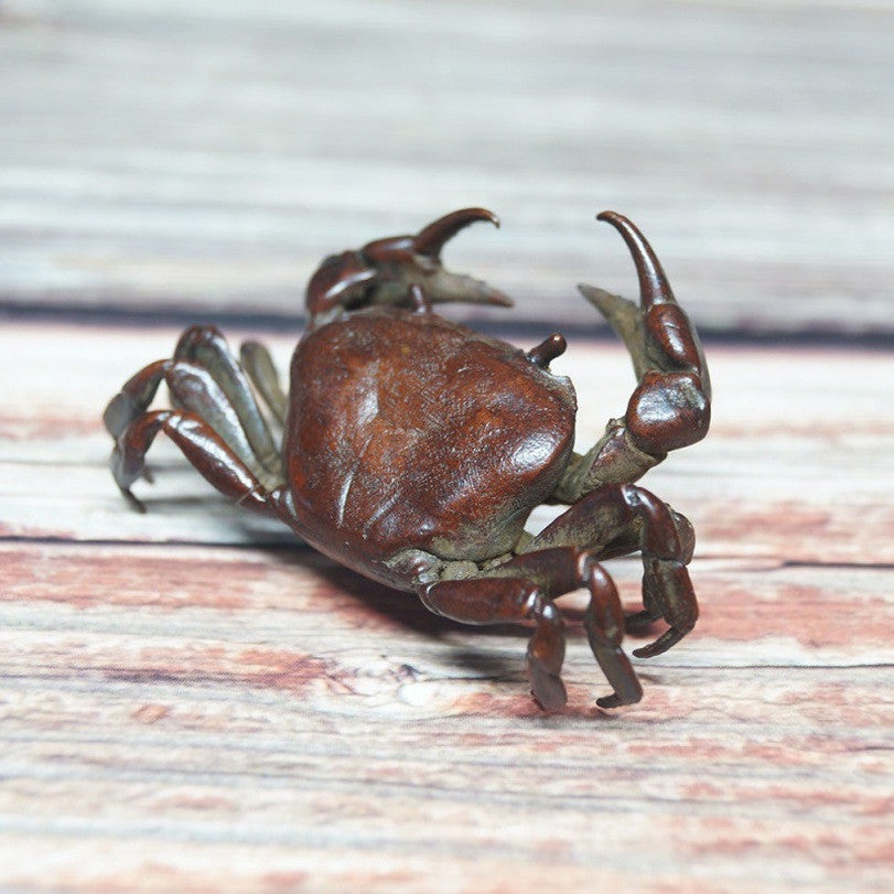 China Tea Pet Chinese Old Pure Copper Handwork Antique Crab Ornament Statue
