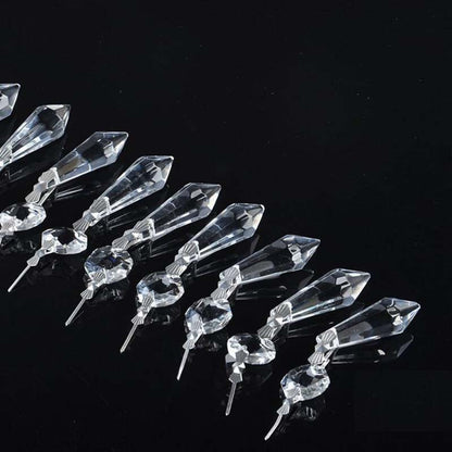 50 Clear Glass Crystals Chandelier Lamp Prisms Parts +38mm Hanging Drops Pendant