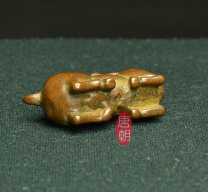 5cm Chinese Collection Antique Sheep Sculpture Tea Pet Fengshui Statue Decor