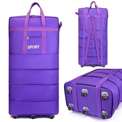 Large Capacity Foldable Luggage Trolley Bags Oxford Expendable Wheel Travel Bags