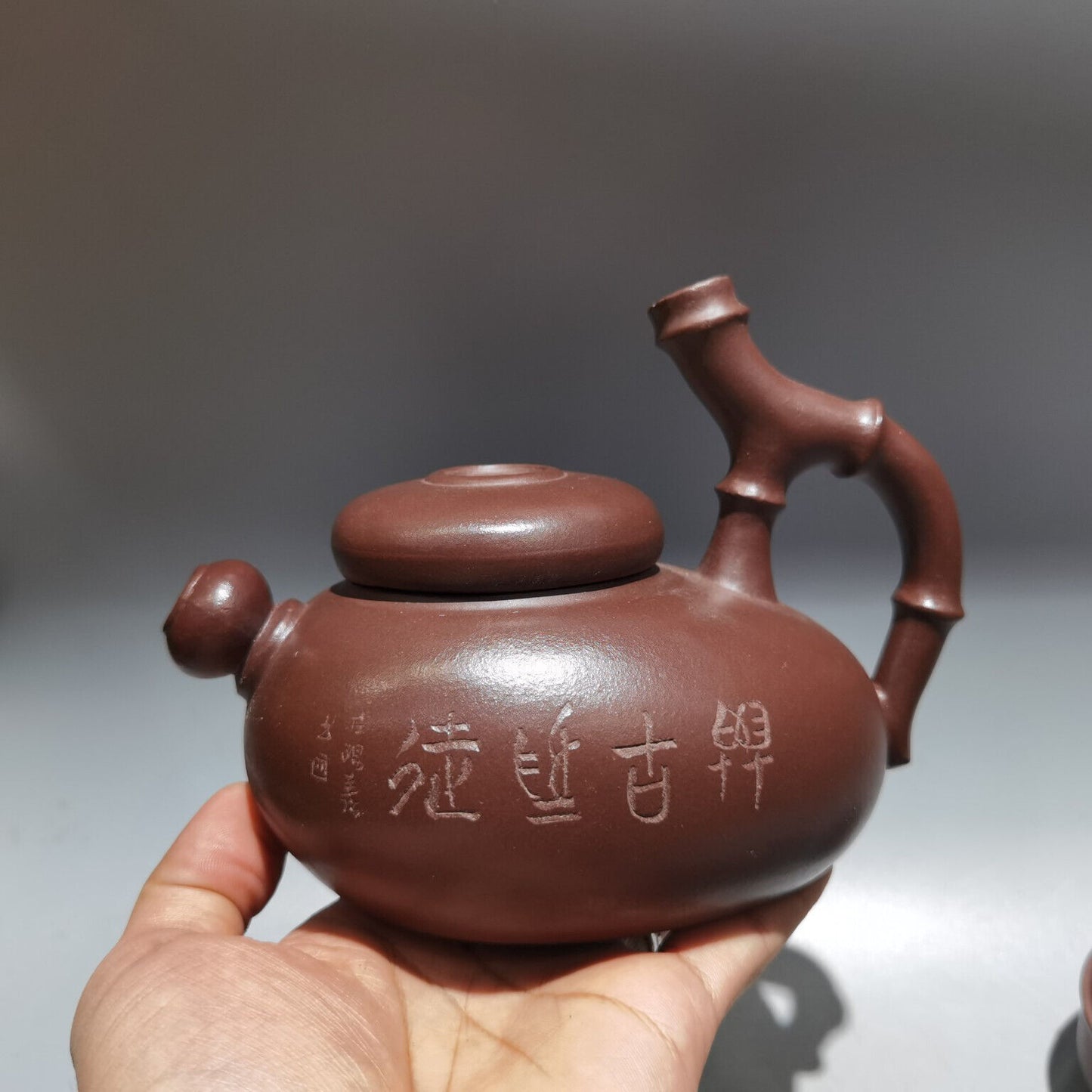 Chinese Yixing Zisha Clay Handmade Exquisite Teapot （竹节套壶 底款：顾景舟)