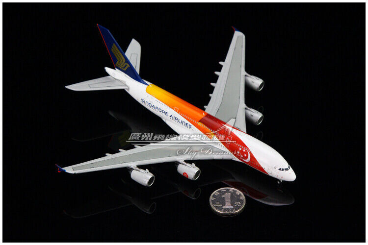 1:400 JC Wings SINGAPORE AIRLINES AIRBUS A380 Passenger Aircraft Diecast Model