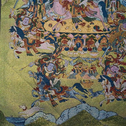 Buddhism Embroidery brocade Nepal King Gesar statue Tibetan hero Buddha Thangka