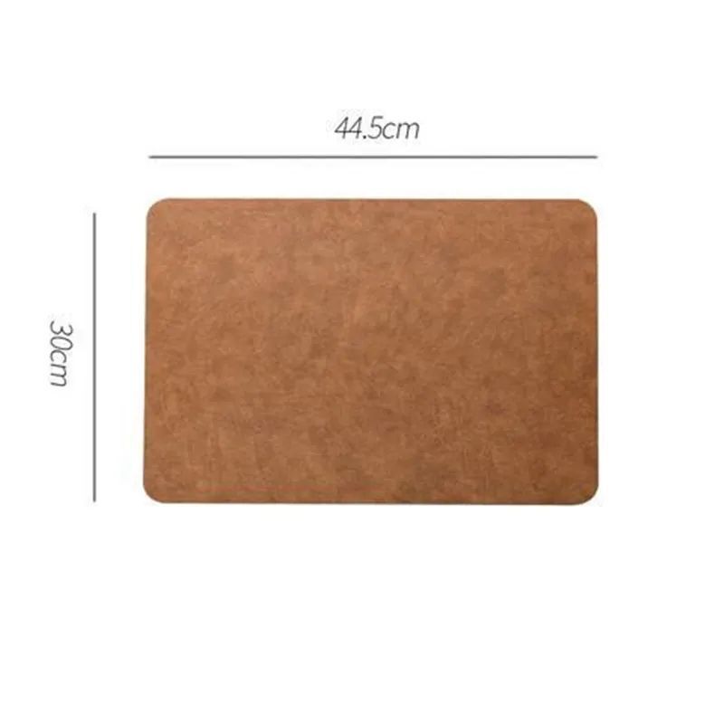 Placemat Leather Brown Light Luxury Solid Coffee Table Mats Waterproof 44.5x30cm
