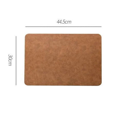 Placemat Leather Brown Light Luxury Solid Coffee Table Mats Waterproof 44.5x30cm