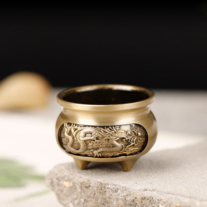 1X Home Mini Incense Burner Dragon Phoenix Pattern Censer Buddhism Room Decor