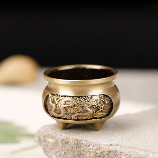 1X Home Mini Incense Burner Dragon Phoenix Pattern Censer Buddhism Room Decor