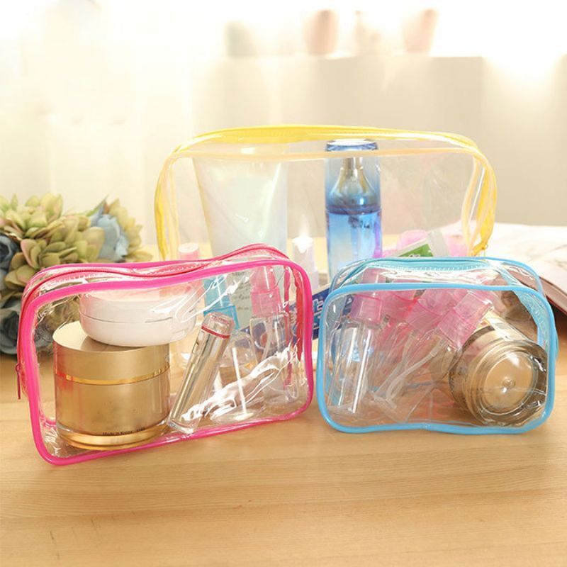 Waterproof PVC Cosmetic Bag Travel Transparent Makeup Storage Purse 6*18*12 CM