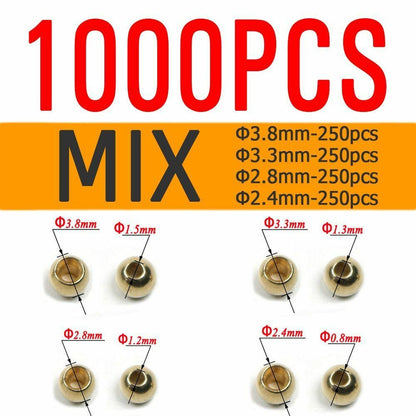 Brass Beads Head 100/500/1000 PCS Fly Tying Nymph Streamer Bugs Hook 2.4mm 2.8mm