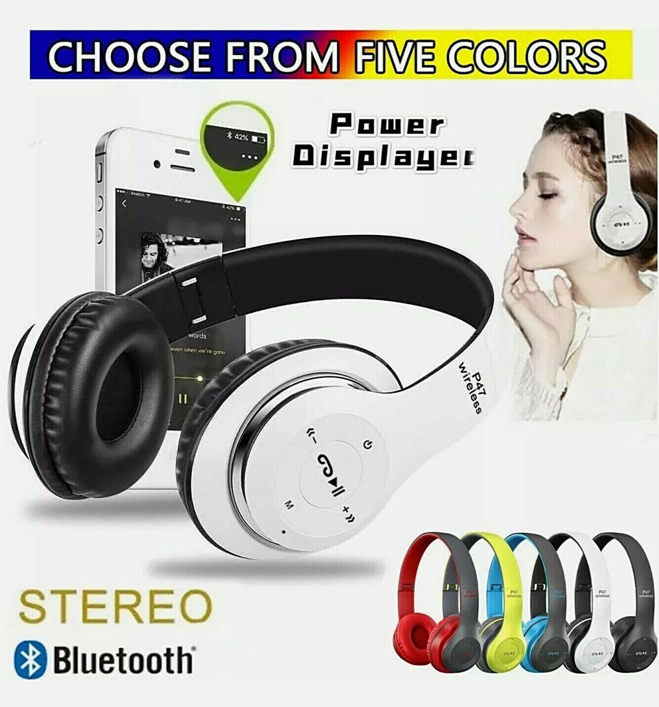 Wireless Bluetooth Headphones For Kids Foldable Headset Over-Ear Stereo 2 in 1