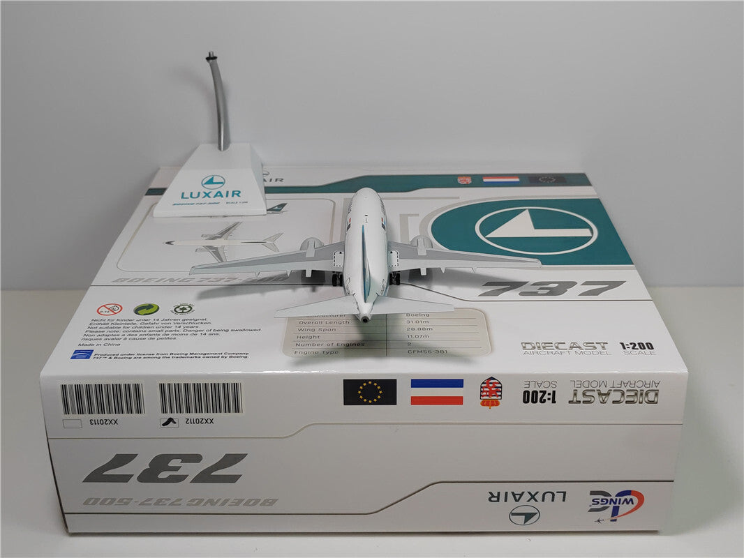 1:400 JC Wings LUXAIR BOEING B737-500 Passenger Airplane Diecast Aircraft Model