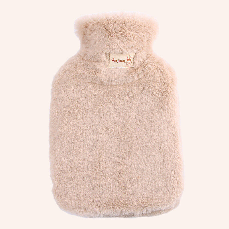 2L Large Hot Water Bottle Bag w/ Soft Warm Plush Cover Furry Hot Water Bag Pouch