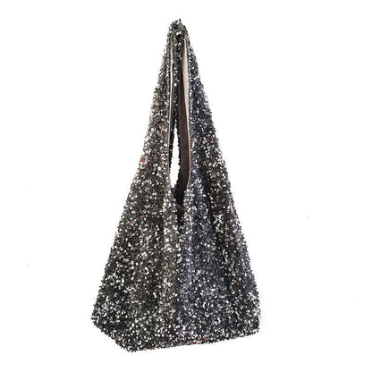 Sequins Shoulder Bag Large Glitter Beaded Tote Handbag Mermaid Sequins Hand Pink