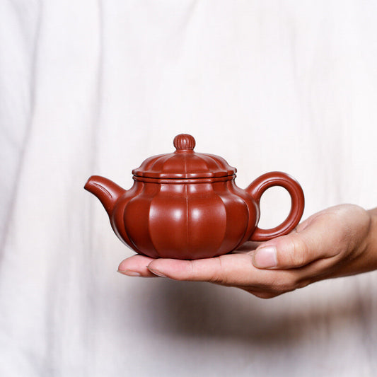 Chinese Yixing Zisha Pottery Clovershrub Clay 210ML Mesh Pumpkin Grain Teapot