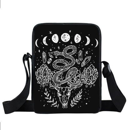 Witch Black Cat Messenger Bag Clutch Canvas Crossbody Shoulder Bags Travel Small