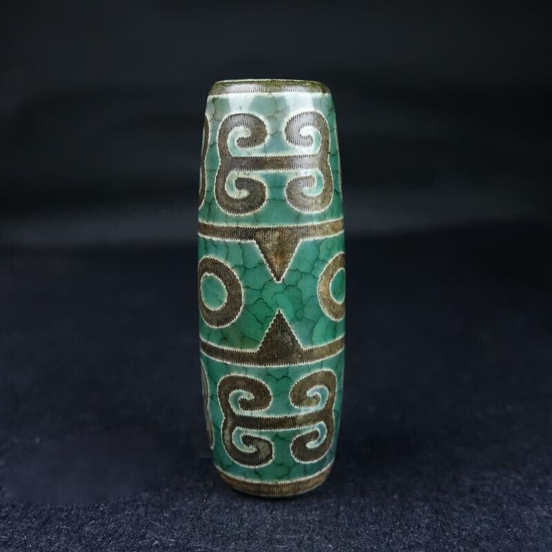 14*40MM Collect Tibetan Style Old Agate Three Eyes Ruyi Grain Dzi Bead Pendant