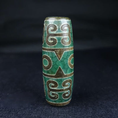 14*40MM Collect Tibetan Style Old Agate Three Eyes Ruyi Grain Dzi Bead Pendant