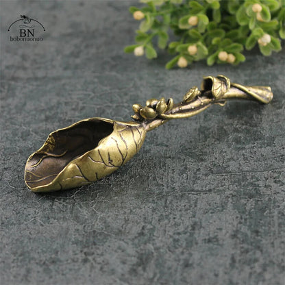2022 Creative Tea Scoops Shovel Brass Copper Lotus Lotus Root Bamboo Tableware