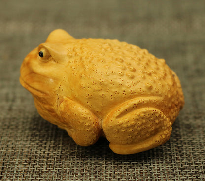 Chinese collection Boxwood Netsuke fortune Frog Toad hand piece table decoration