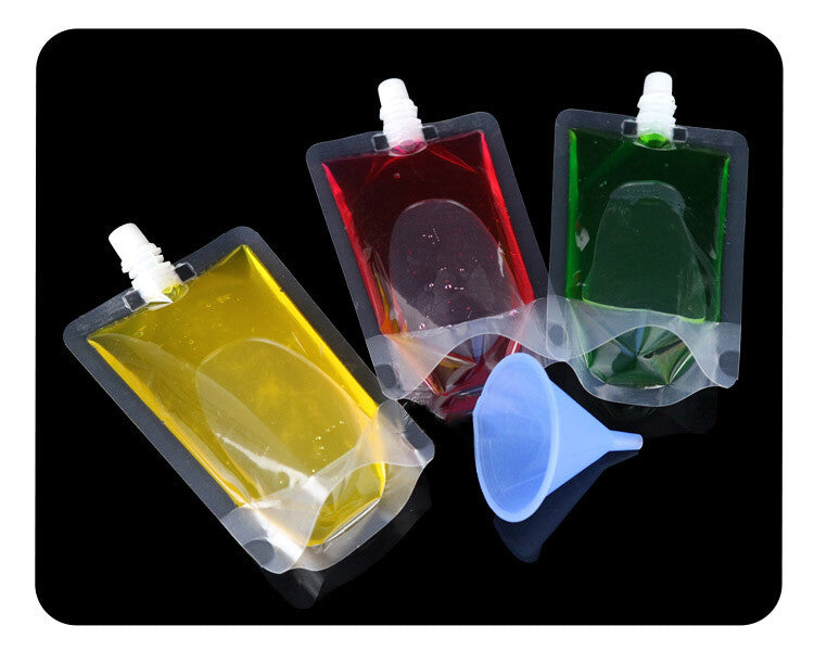 100~500ml Plastic Spout Bag Stand Up Liquid Drink Milk Juice Wine Pouch With Cap