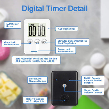 LCD Digital Kitchen Cooking Timer Count-Down Up Clock Loud Alarm Magnetic Lot