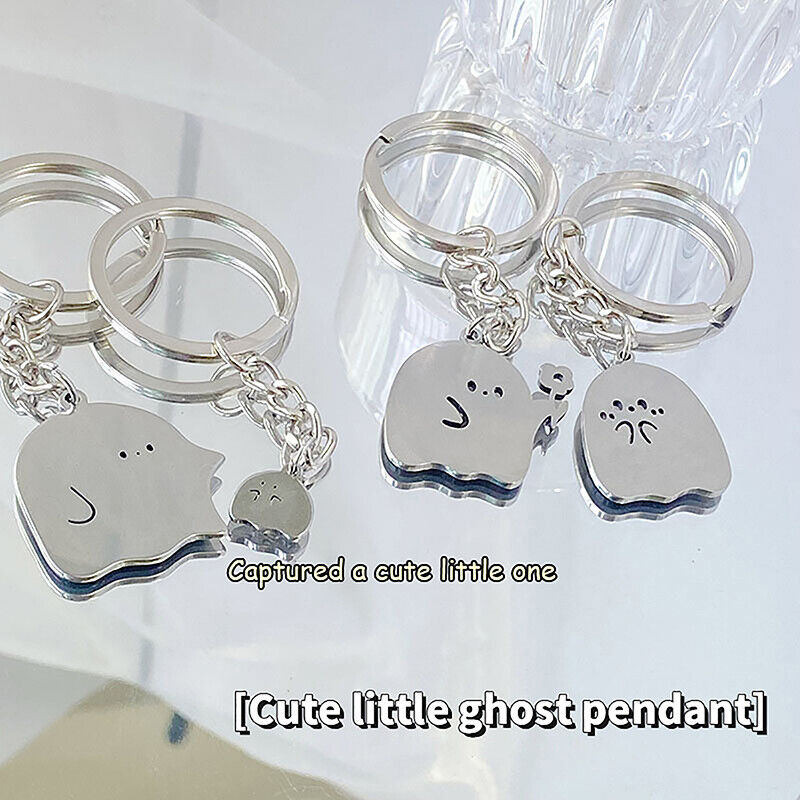 Fashion Cartoon Little Ghost Couple Keychain Pendant Cute Key Ring Bag Jewelry