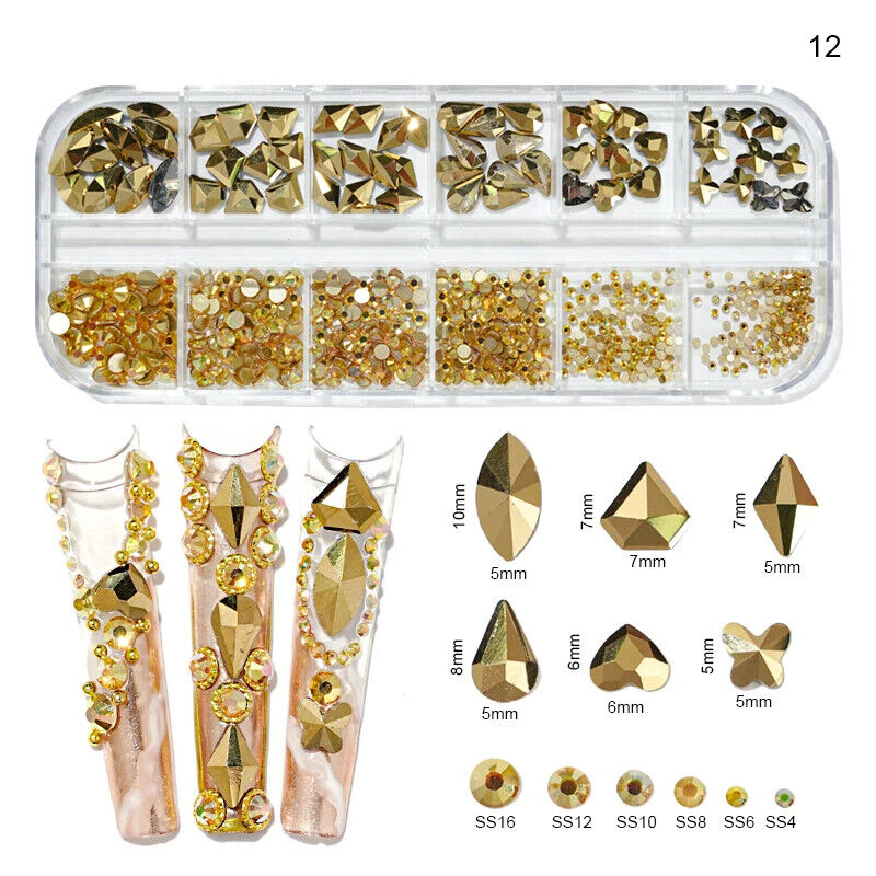 Nail Charms 30Pcs Boxed Luxury Shiny Planet Alloy 3D Art Rhinestones Bling Decor